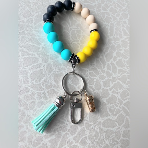Colorful Beaded Keychain Bracelet - Picture 1 of 7